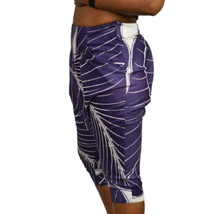 Benetton Drop Crotch Capri Shorts Purple Cotton Harem High Waist Relaxed Size 4