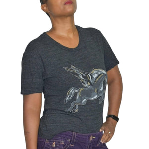 Bimba y Lola Pegasus T Shirt Grey Tee Stallion Wings Horse Crew Neck Size Small