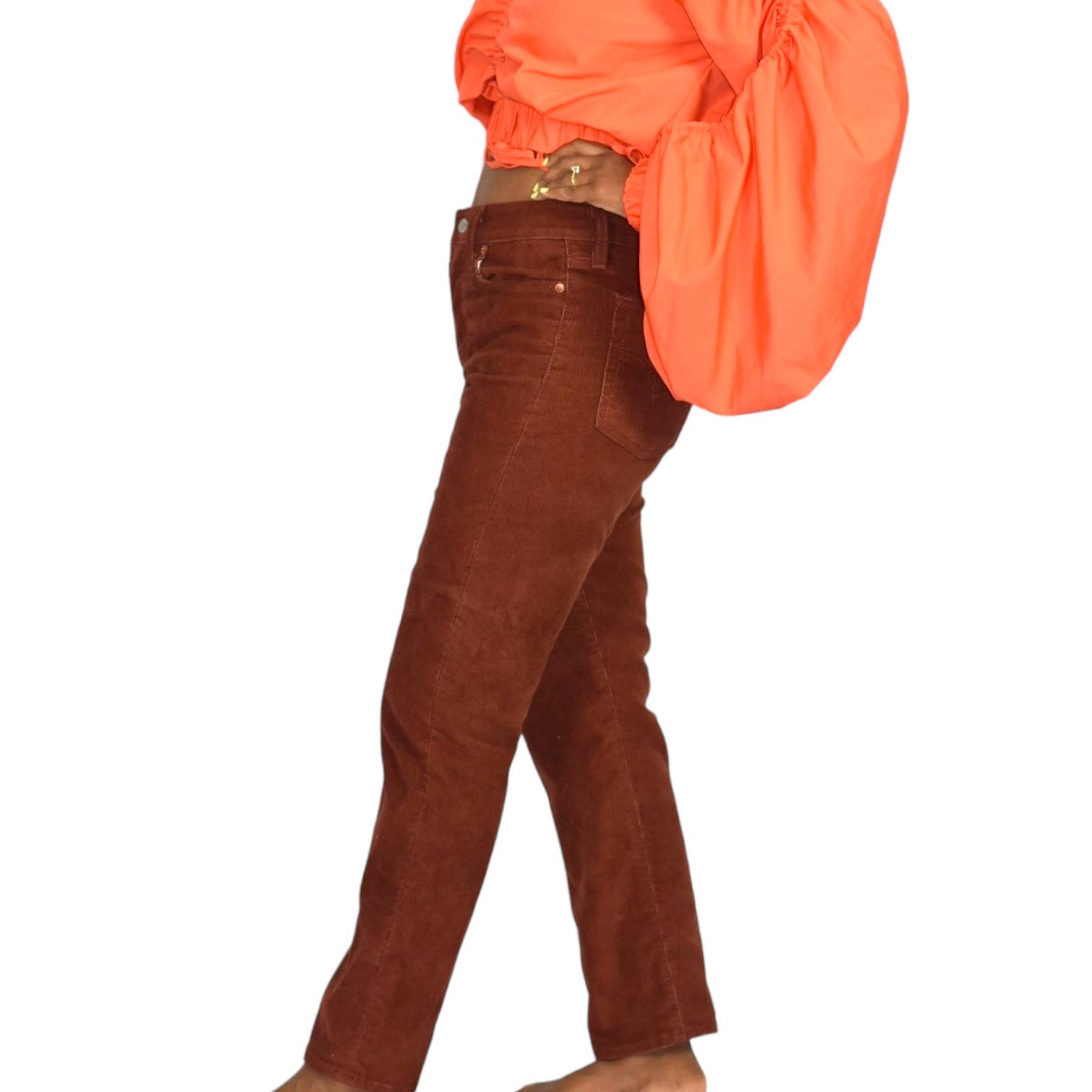 Levis Corduroy Pants Brown Wedgie Straight High Waist Ankle Button Fly Retro Size 27