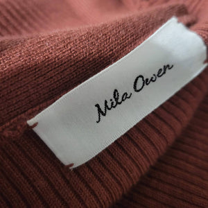 Mila Owen Jumpsuit Burnt Orange Ribbed Sweater Knit Straight Leg One Piece Size XS