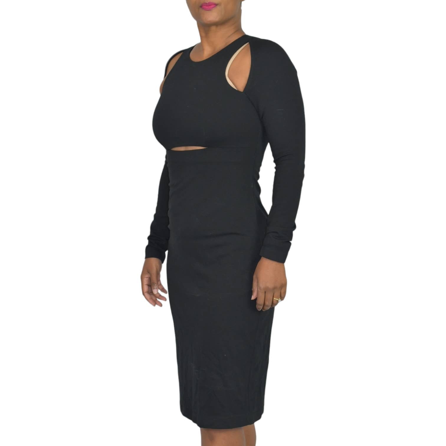 T Alexander Wang Dress Black Ponte Knit Cutout Sheath Bodycon Pencil Size Small