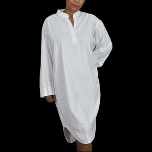 J Peterman Marie Antoinette Night Shirt White Cotton Coverup Gown Loungewear Size Large