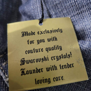 Juicy Couture Flare Jeans Blue Swarovski Crystal Bling Jeweled Heart Low Rise Y2K Vintage Size 27