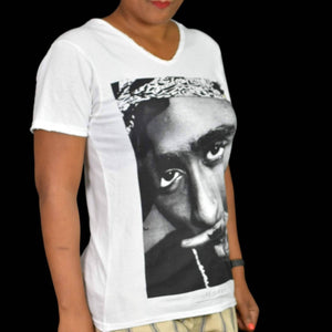 Eleven Paris Tupac Tee White and Black Life is A Joke Shirt V Neck Graphic Size Small