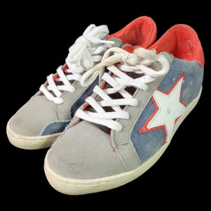 Freebird by Steven Sneakers Blue Denim FB 927 Low Top Suede Canvas Star Distressed Size 7