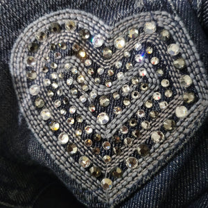 Juicy Couture Flare Jeans Blue Swarovski Crystal Bling Jeweled Heart Low Rise Y2K Vintage Size 27