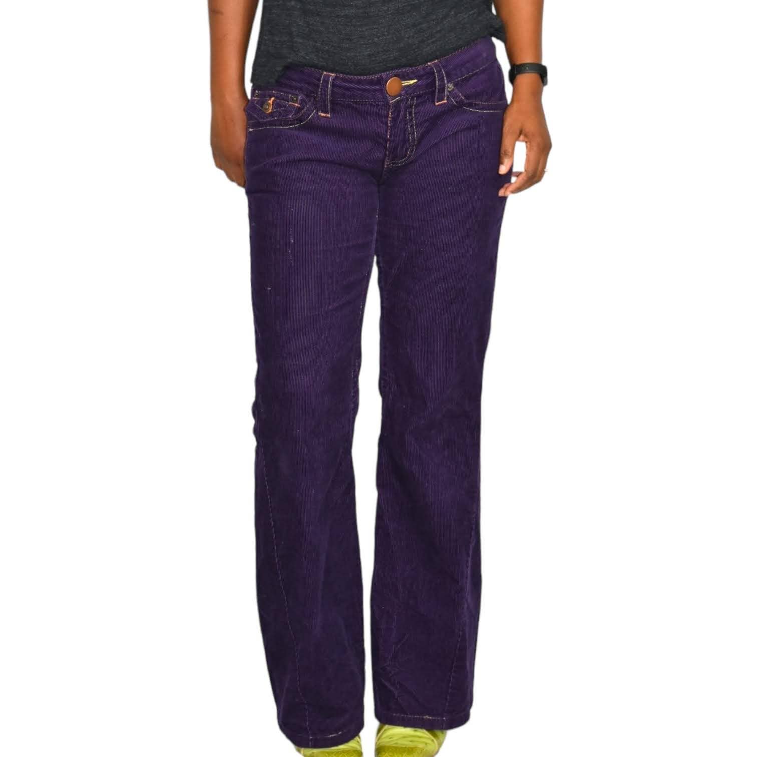 Gadzooks Corduroy Pants Purple Low Rise Flare 90s Y2K Vintage Cords Cotton Retro Size 6