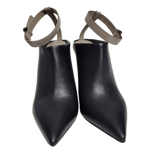 Vince Armon Mule Black Leather Ankle Strap Stiletto Heel Pointy Dressy Size 7