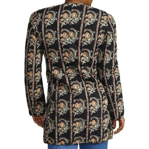Isabel Marant Etoile Erri Quilted Reversible Coat Cotton Collarless Floral Jacket Size Small