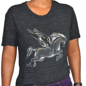 Bimba y Lola Pegasus T Shirt Grey Tee Stallion Wings Horse Crew Neck Size Small