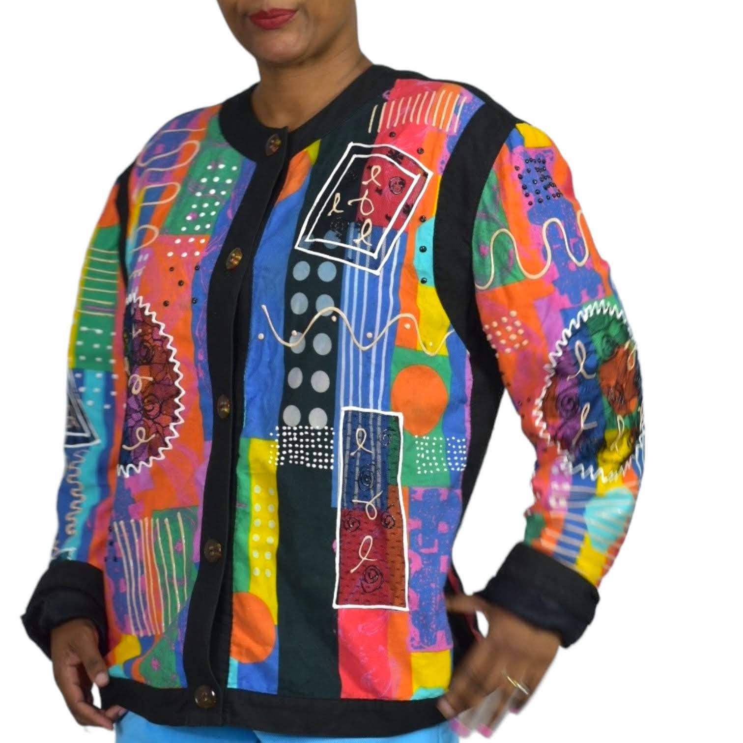 Vintage Gene Ewing Bis Jacket Puffy Paint Lace Avant Garde Wearable Art Size Medium