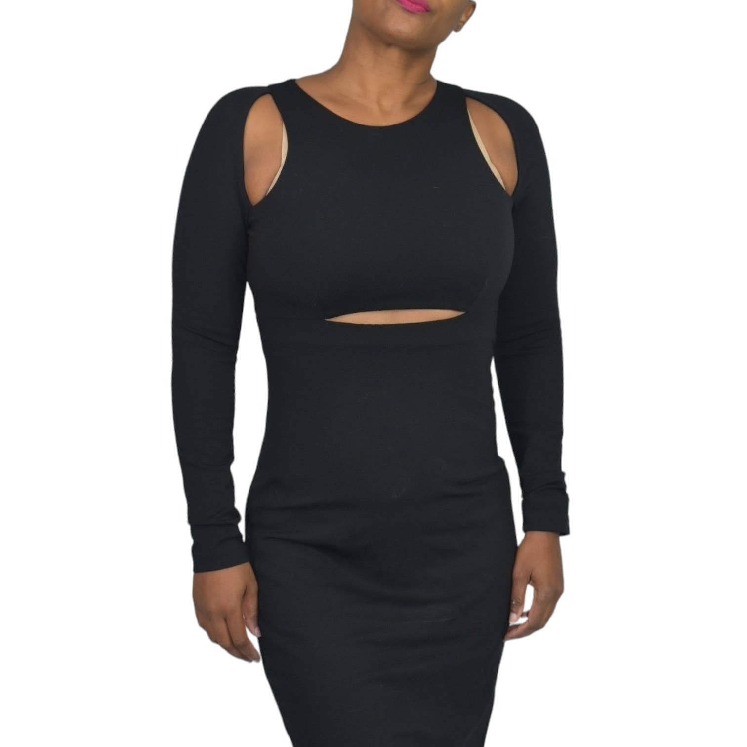 T Alexander Wang Dress Black Ponte Knit Cutout Sheath Bodycon Pencil Size Small