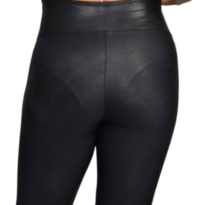 Spanx Faux Leather Leggings Black Seam Free Contoured Shaping Compression Size Small