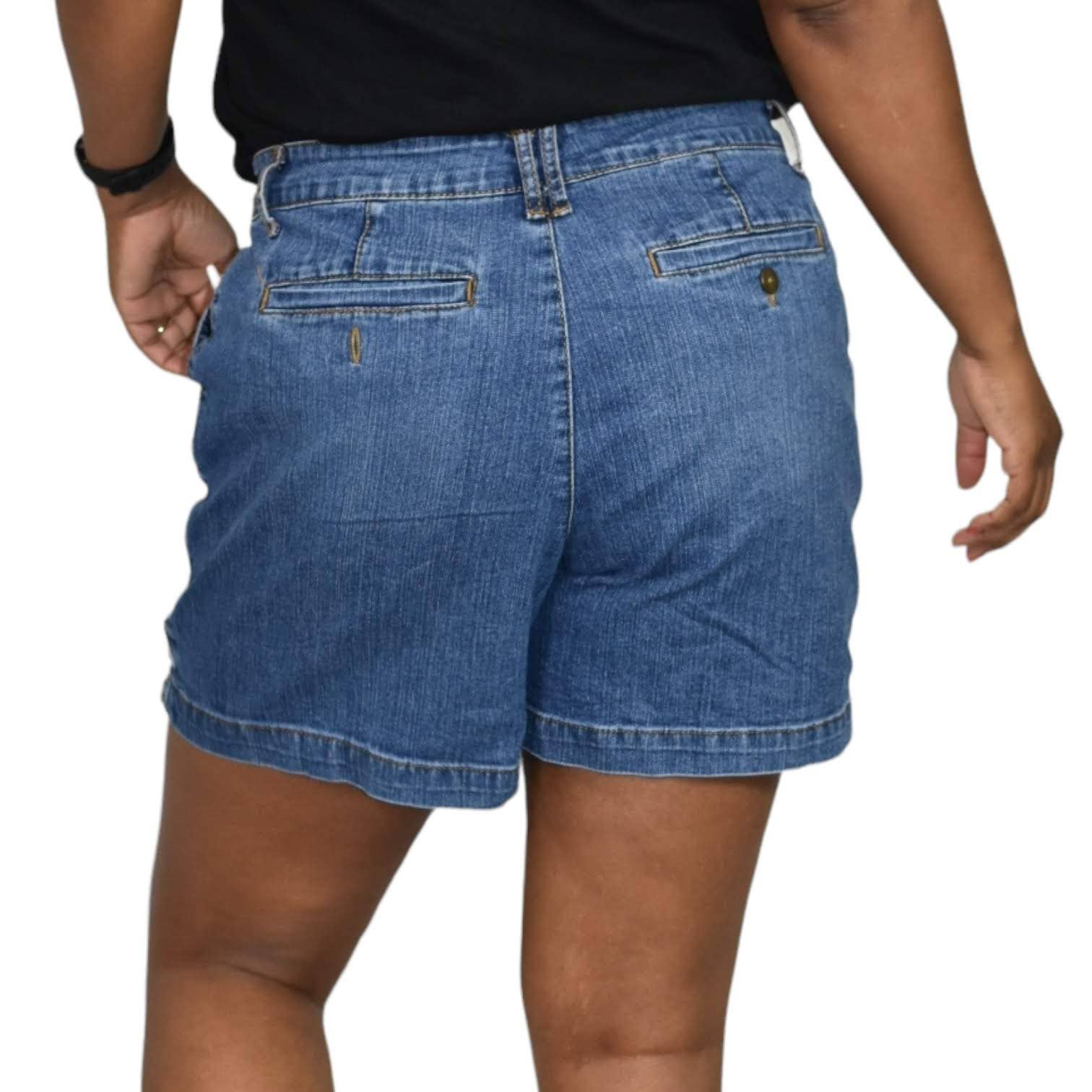 Gloria Vanderbilt Jean Shorts Slimming Effect Blue Mid Rise Mom Straight Walking Casual Size 6