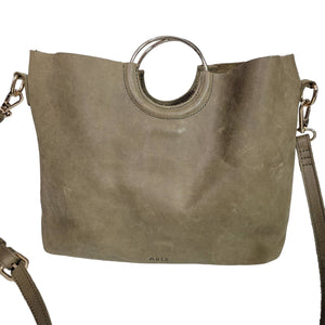 ABLE Fozi Tote Bag Taupe Leather Detachable Strap Crossbody Doctor Ring Handles