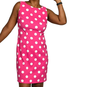 ALYX Pink Polka Dot Dress Sleeveless Sheath Classic Knee Length Party Occasion Size 4