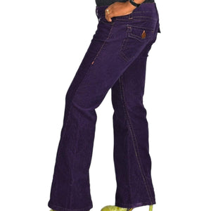 Gadzooks Corduroy Pants Purple Low Rise Flare 90s Y2K Vintage Cords Cotton Retro Size 6