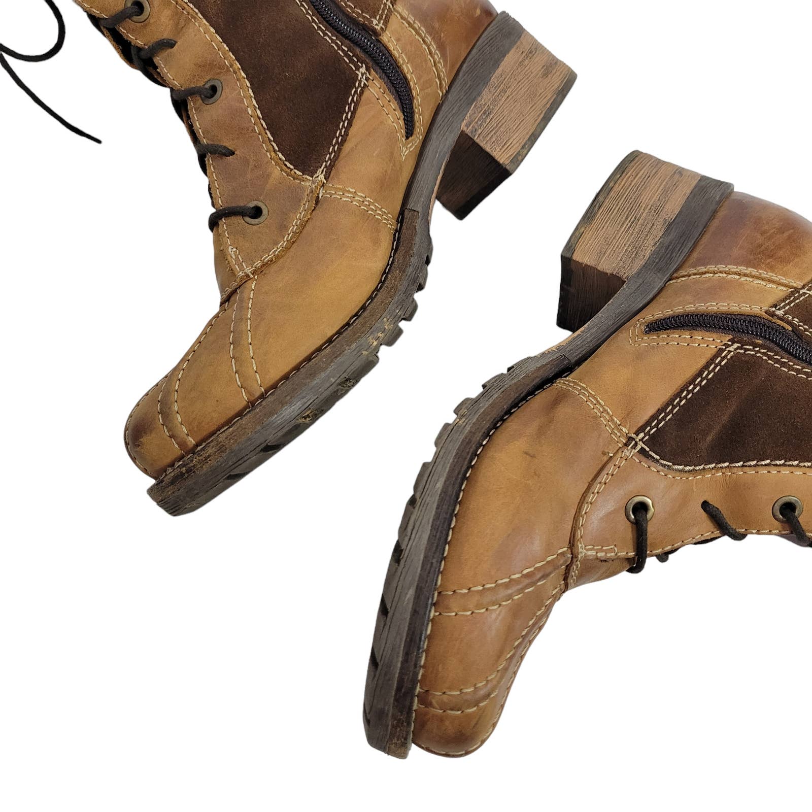 Dromedaris Kayla Boots Brown Tan Leather Sherpa Duck Comfort Eco Mid Calf Winter Size 8