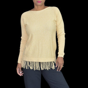Lilly Pulitzer Glenda Sweater Tan Fringe Heathered Sand Bar Ribbed Coolmax Size XS