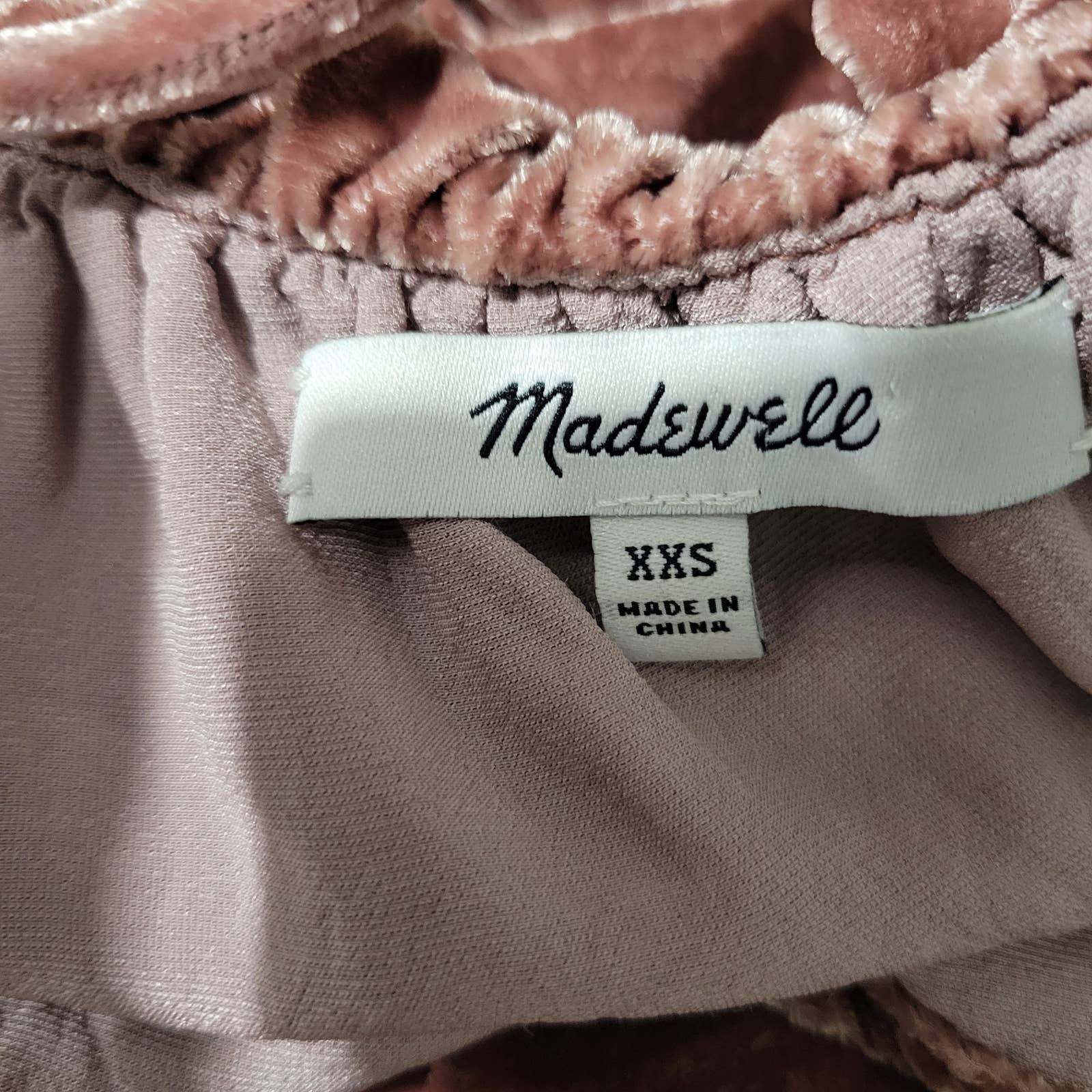 Madewell Cami Top Pink Blush Crushed Velvet Ruffle Tank Sleeveless Boxy Size XXS