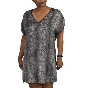 Ted Baker Truei Tunic Top Black Gray Snakeskin Python Long Blouse Size 10 Medium