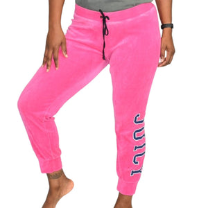 Juicy Couture Zuma Pants Pink Velour Jogger Varsity Low Rise Yoga Loungewear Size Medium