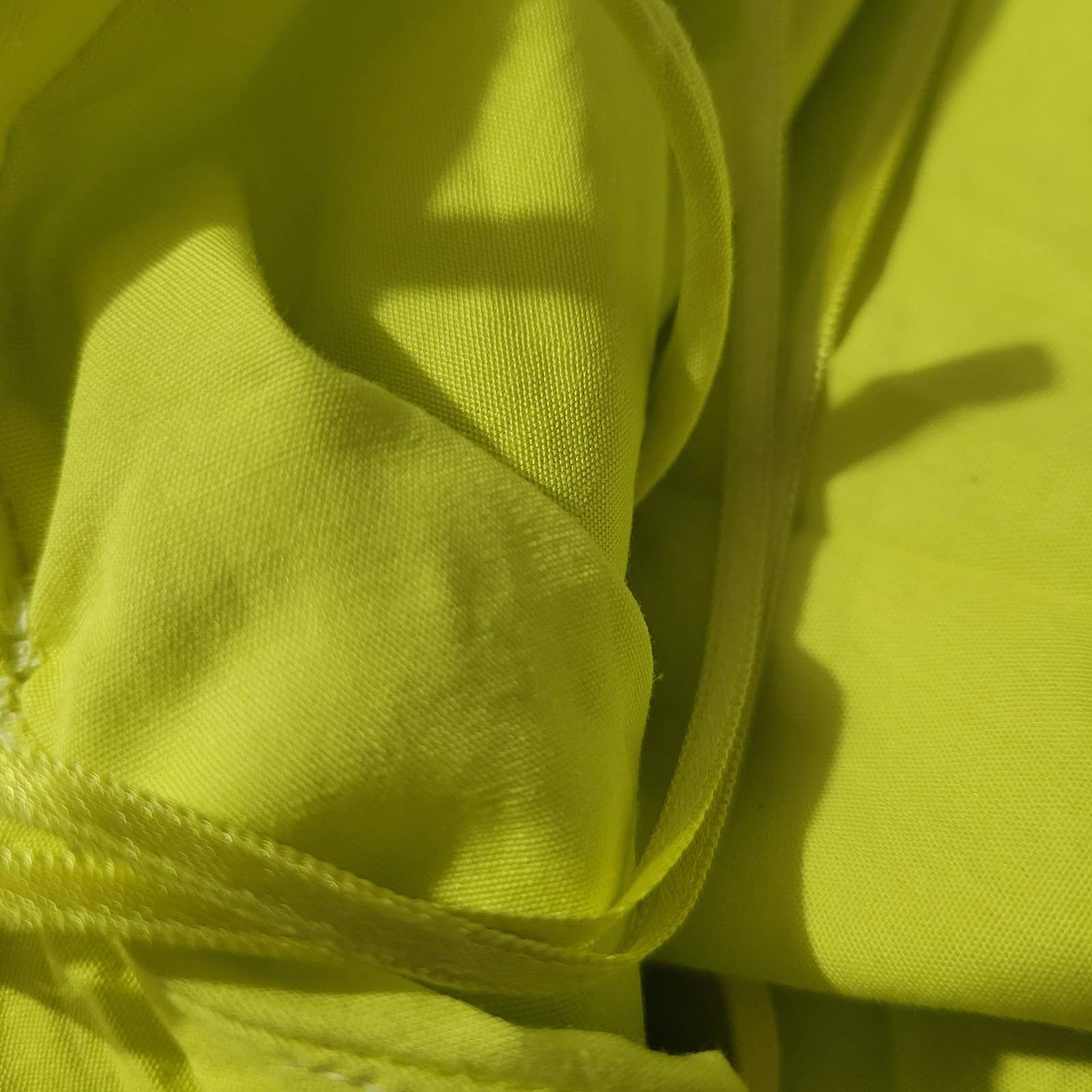 Zara Knotted Dress Yellow Highlighter Neon Poplin Midi Slipdress Draped Asymmetric Size Large