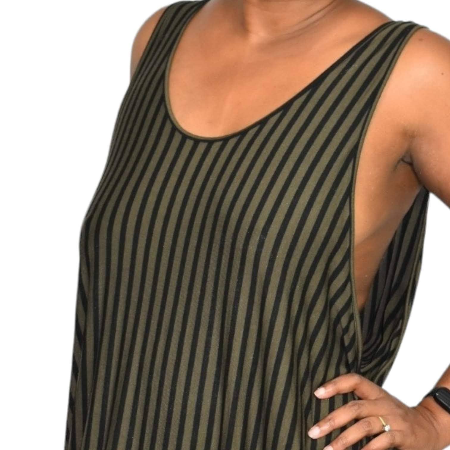 Comfy USA Jumper Dress Green Bubble Hem Tunic Draped Striped Jersey Plus Size XL