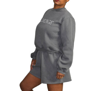 Lounge Branded Shorts Set Grey Crewneck Sweatshirt Sweats Matching Loungewear Size Medium