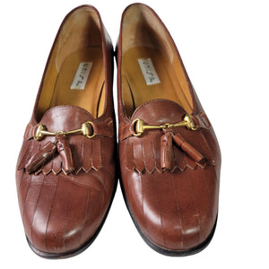 Vintage Unisa Loafers Brown Leather Horsebit Kiltie Tassel Flats Slip On Size 10