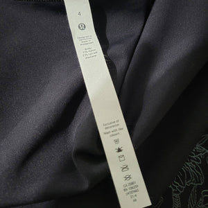 Lululemon Wunder Train Crop Top Black Foil Metallic Long Sleeves Floral Training Long Sleeve Shiny Shirt Size 4