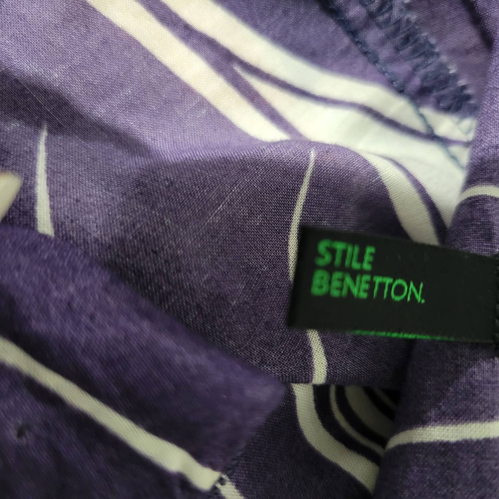 Benetton Drop Crotch Capri Shorts Purple Cotton Harem High Waist Relaxed Size 4