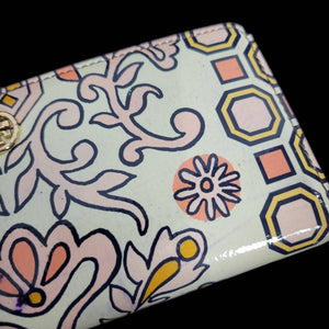 Tory Burch Hicks Garden Party Wallet Pink Slim Envelope Patent Leather Floral Printed