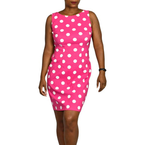 ALYX Pink Polka Dot Dress Sleeveless Sheath Classic Knee Length Party Occasion Size 4