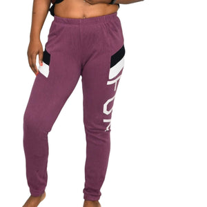 Wildfox Fox Knox Sweatpants Purple Berry Joggers Track Pants Fleece Size Small