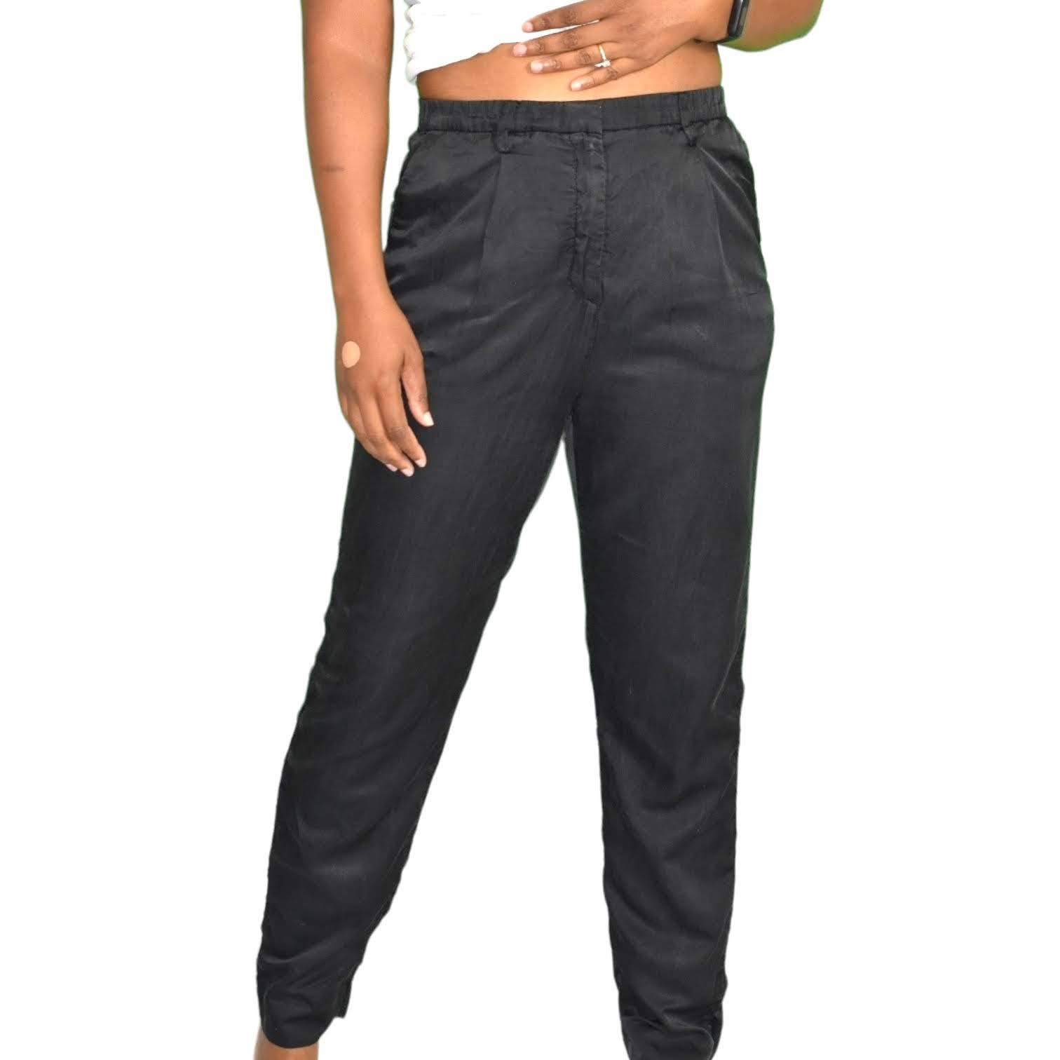 Acne Play Pants Black High Rise Trousers Dress Straight Leg Pleated Size 34 2 XS