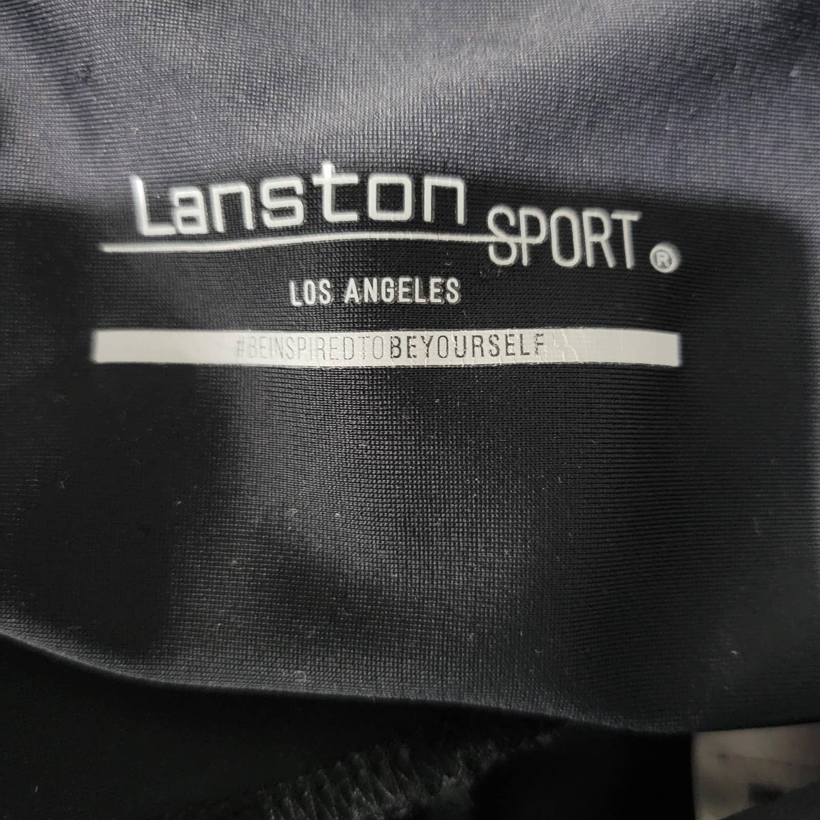 Lanston Sport Peloton Vincent Leggings Black Pockets High Waist Shiny Panels Size Medium
