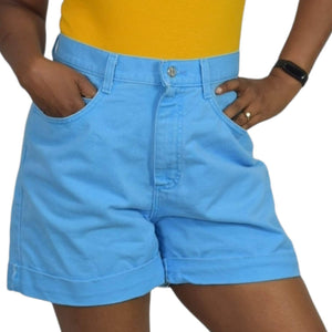 Mom Jean Shorts Baby Blue Lee Riders Vintage High Waist Cuffed Denim Size 10