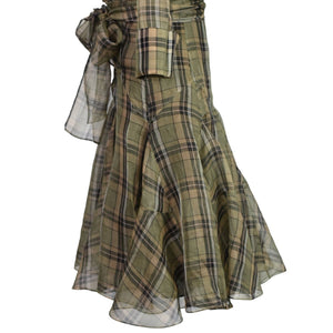 Diane von Furstenberg Bauer Dress Green Wrap Plaid Silk Long Sleeve Chiffon Size 2