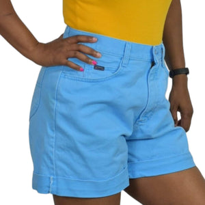 Mom Jean Shorts Baby Blue Lee Riders Vintage High Waist Cuffed Denim Size 10