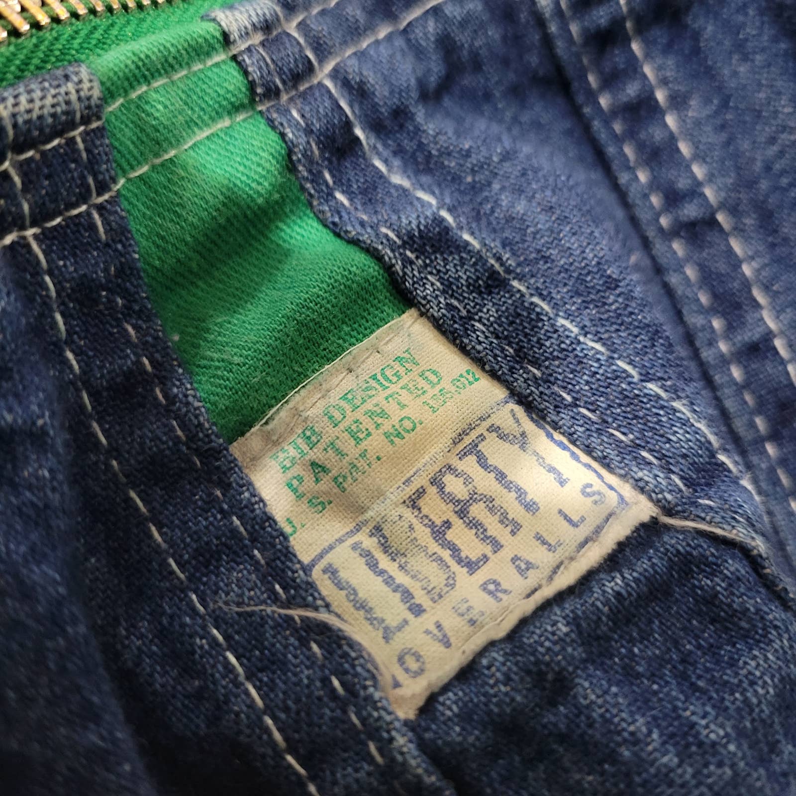 Vintage Liberty Bib Overalls Blue Denim Jean Straight Leg Button Fly Size 14 Boys