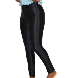 American Apparel Black Disco Pants Satin Shiny High Waisted Slim Nylon Size Small