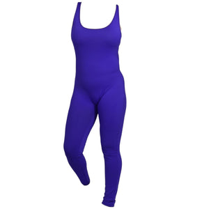 Stretch Is Comfort Nylon Unitard Purple Catsuit Spandex Shiny Retro Tank Full Length USA Size Large