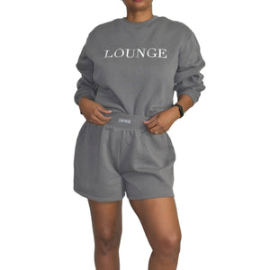 Lounge Branded Shorts Set Grey Crewneck Sweatshirt Sweats Matching Loungewear Size Medium