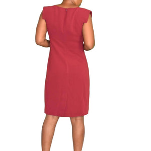 MM LaFleur Sarah Dress Red Crepe Tailored Sheath Short Sleeve Boat Neck Size 6