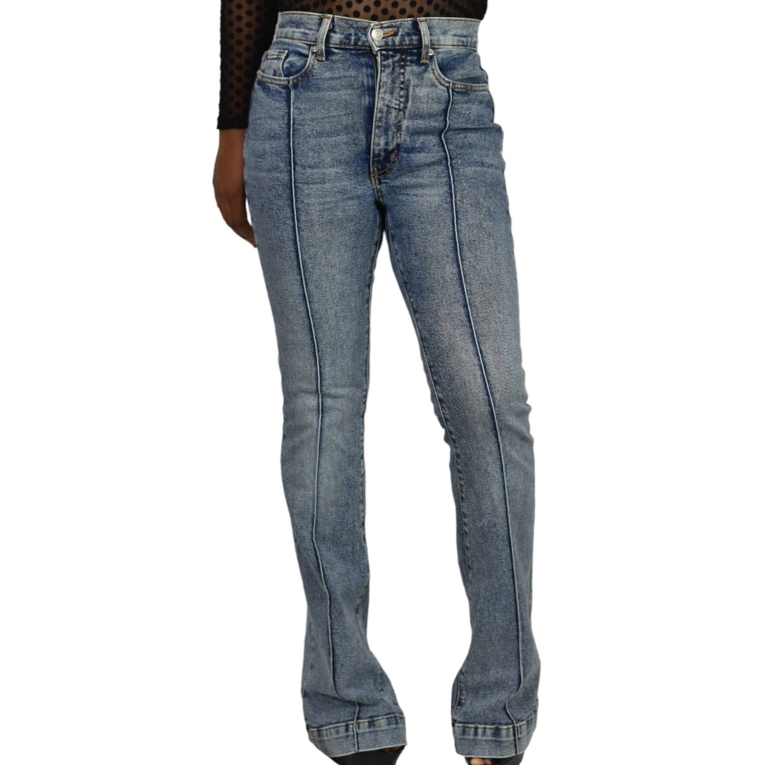 Revice Star Bottom Jeans Venus Blue Two Tone Denim Flare Medium Wash High Waisted Stretch Size 28