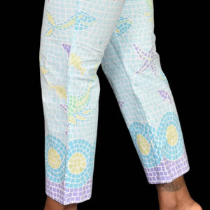 Vintage Lilly Pulitzer Liza Capri Pants Resort Ocean Mosaic Tile Low Rise Size 2