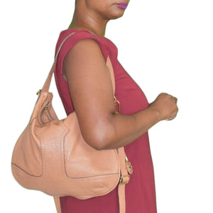 Tory Burch Amalie Bag Tan Brown Convertible Shoulder Crossbody Hobo Leather Logo