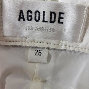 Agolde Leather Pants White Recycled 90s Pinch Waist Straight Leg Stretch Size 26