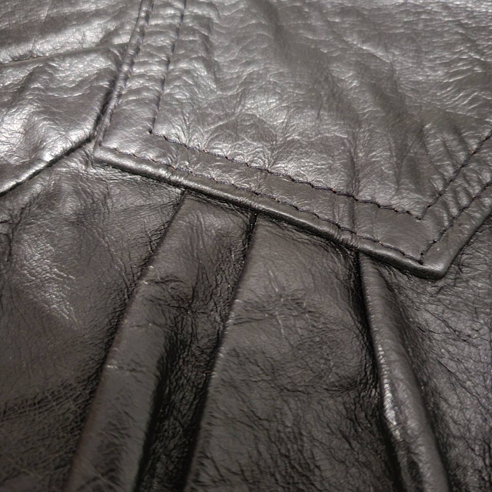 GIII Vintage Leather Skirt Black Pencil 80s High Waist Gathered Classic Size Small